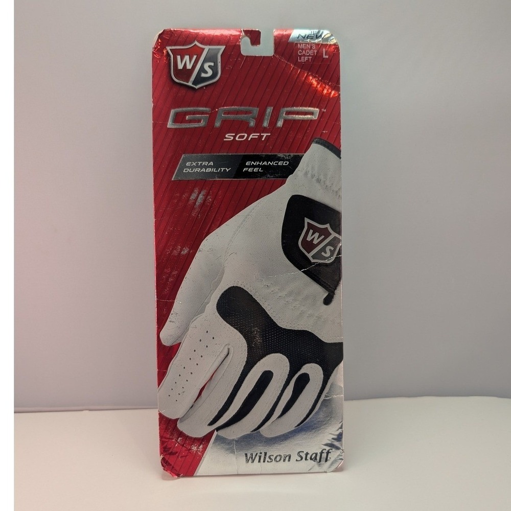 Wilson Staff Grip Soft Golf Glove Mens Cadet Large Left Hand White Black New
